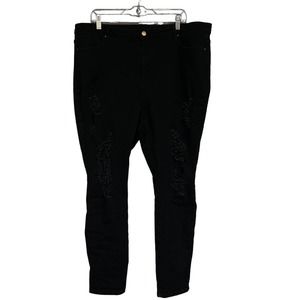 Shein Curve Skinny Jeans Womens Plus Size 4X Black Distressed Stretch